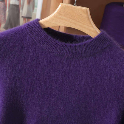 Half Height Round Neck Mink Fleece Fashionable Soft And Versatile Women's Fleece Sweater