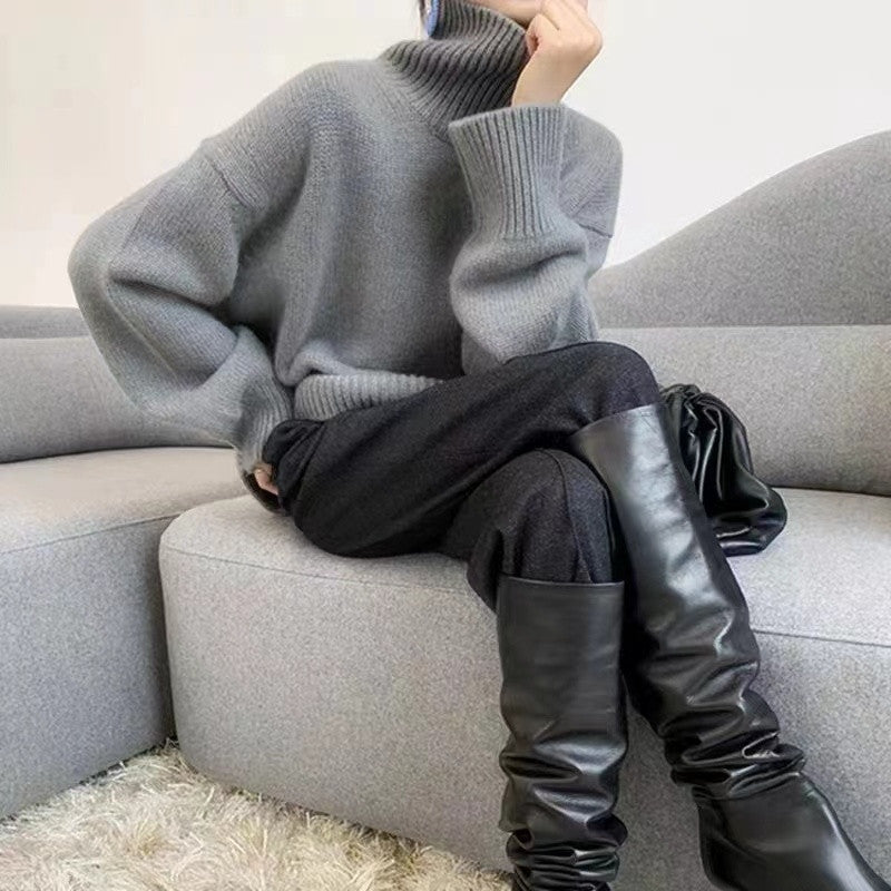 High Collar Knitted Sweater