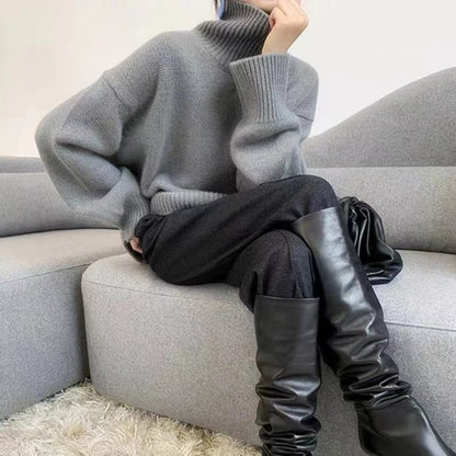 High Collar Knitted Sweater