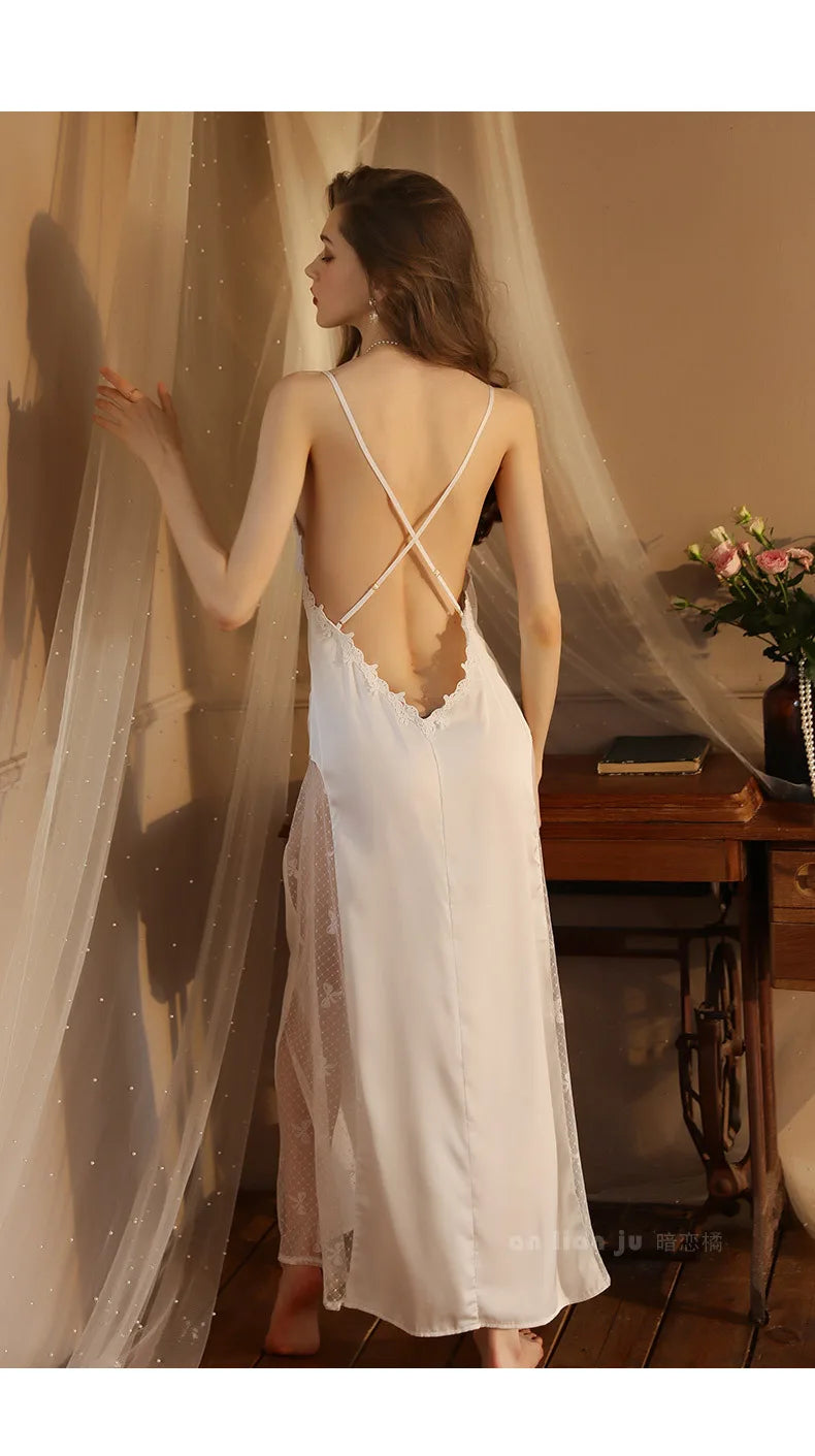 New Sexy Backless Long Nightdress