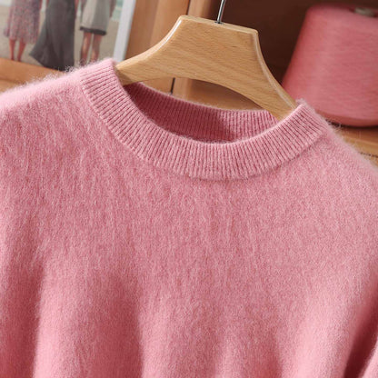 Half Height Round Neck Mink Fleece Fashionable Soft And Versatile Women's Fleece Sweater